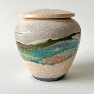 Vintage Paul Johnson Raku Fired Studio Pottery Lidded Vessel